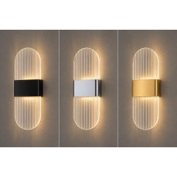 Modern Çizgili Oval Tasarım LED Dekoratif Duvar Apliği Gold